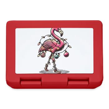 Funny Christmas flamingo with fairy lights - Lunchbox - red - Front