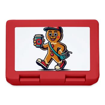 Funny gingerbread snob with coffee - Lunchbox - red - Front