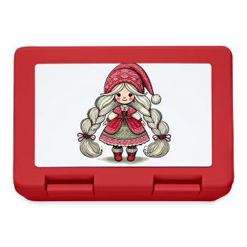 Cute Christmas elf in scandinavian style - Lunchbox - red - Front
