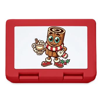 Chocolat chaud avec dessin animé de Noël à la cannelle - Boîte à goûter - rouge - Devant