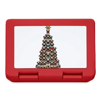 Carlin arbre de Noël drôle de chiens motifs - Boîte à goûter - rouge - Devant