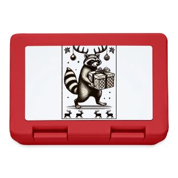 Christmas raccoon with gift - Lunchbox - red - Front