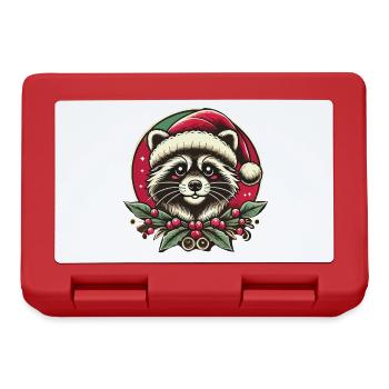 Christmas raccoon with Santa hat - Lunchbox - red - Front