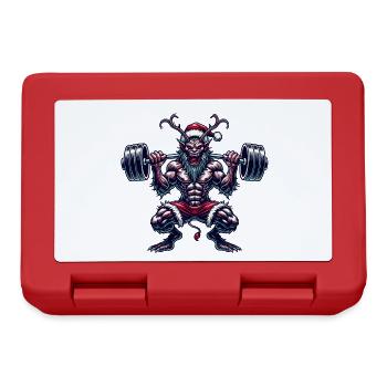 Krampus Bodybuilder Muscle Training Winter Gym - Lunchbox - red - Front