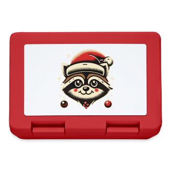 Cheerful raccoon with Christmas hat - Lunchbox - red - Front