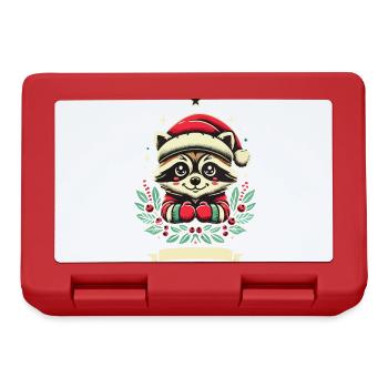 Merry Christmas raccoon with berries - Lunchbox - red - Front