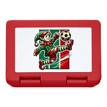 sportlicher Weihnachtself Fußballspieler Motiv - Brotdose - Rot - Vorne
