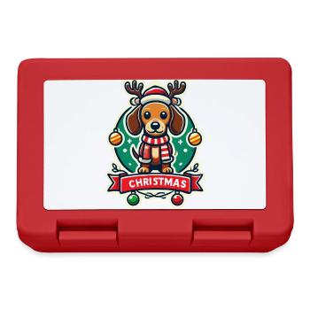 Chien de Noël avec bois et écharpe - Boîte à goûter - rouge - Devant