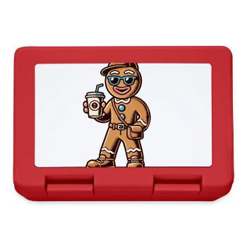 Funny gingerbread man with coffee for Christmas - Lunchbox - red - Front