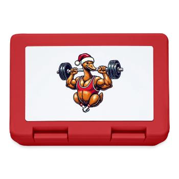 Funny Christmas Goose Bodybuilding Motif - Lunchbox - red - Front