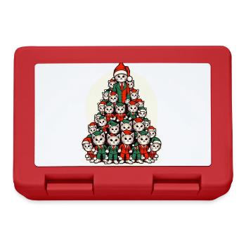 Christmas Cats Christmas Tree Parade - Lunchbox - red - Front