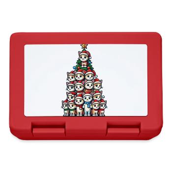 Christmas Cats Christmas Tree Fun - Lunchbox - red - Front