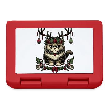 Christmas cat with antlers - Lunchbox - red - Front