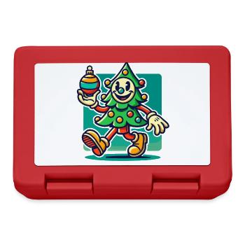 Fröhlicher Retro Weihnachtsbaum Cartoon - Brotdose - Rot - Vorne