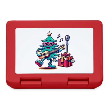 Fröhlicher Weihnachtsbaum Retro Musik - Brotdose - Rot - Vorne
