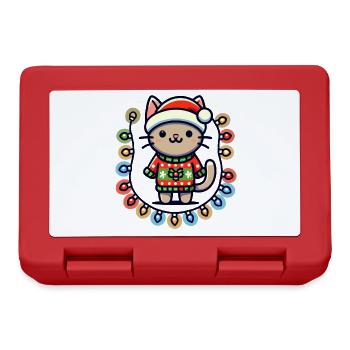 Christmas cat with fairy lights - Lunchbox - red - Front