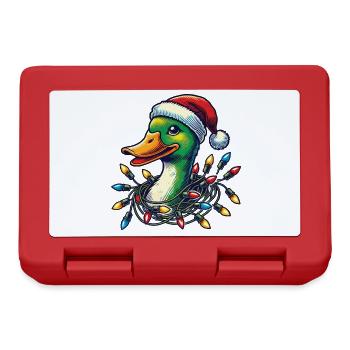 Weihnachten Lustige Ente Mit Lichterkette - Brotdose - Rot - Vorne