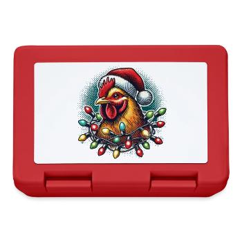Coq de Noël drôle avec des guirlandes lumineuses - Boîte à goûter - rouge - Devant