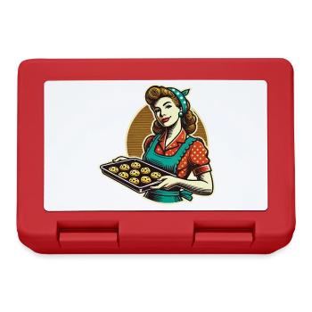 Boulanger vintage avec illustration de plateau à biscuits - Boîte à goûter - rouge - Devant
