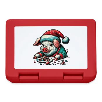 Cochon de Noël gourmand - Boîte à goûter - rouge - Devant
