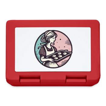 Boulanger vintage avec illustration de biscuits - Boîte à goûter - rouge - Devant