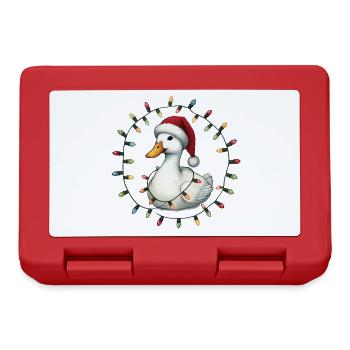 Lustige Ente Mit Lichterkette Weihnachten - Brotdose - Rot - Vorne