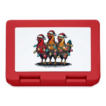 Poulets drôles de Noël avec des lumières - Boîte à goûter - rouge - Devant