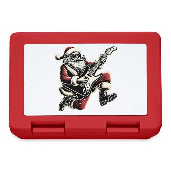 Christmas Skirt Guitar Playing Santa - Lunchbox - red - Front