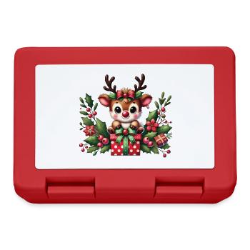 Christmas reindeer fun with gifts - Lunchbox - red - Front