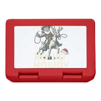 Christmas Cowboy Humor Ho Ho Howdy - Lunchbox - red - Front