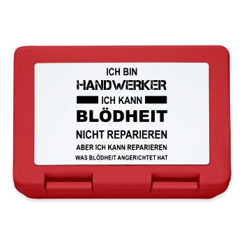 Handwerker kann alles reparieren Blödheit nicht - Brotdose - Rot - Vorne