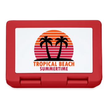 Plage tropicale, été (île, palmiers, soleil) - Boîte à goûter - rouge - Devant