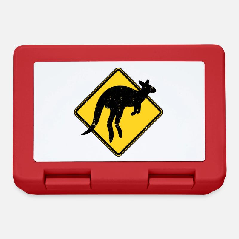 Känguru Australien Warnung Kangaroo Crossing - Brotdose - Rot