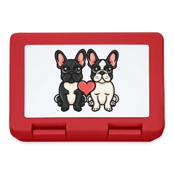 Französische Buldogge Hunde Paar Liebe Valentinsta - Brotdose - Rot - Vorne