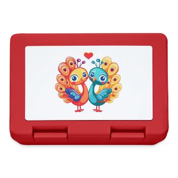Oiseau Paon Couple Amour La Saint-Valentin - Boîte à goûter - rouge - Devant