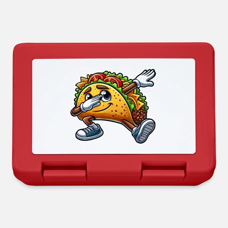 Cute Taco Cartoon Dabbing Dance - Lunchbox - red