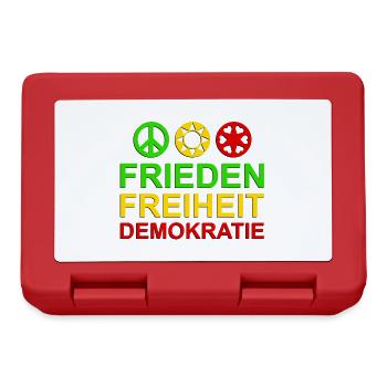 Statement Frieden Freiheit Demokratie 3 - Brotdose - Rot - Vorne