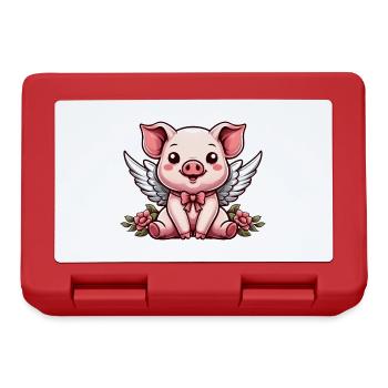 Cute Pig Angel Roses Cartoon Wings - Lunchbox - red - Front