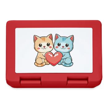 Katze Paar Liebe Valentinstag - Brotdose - Rot - Vorne