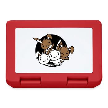 4 Bunnies Friends Team Crew Hole Four Siblings - Lunchbox - red - Front