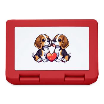 Beagle Hunde Paar Liebe Valentinstag - Brotdose - Rot - Vorne