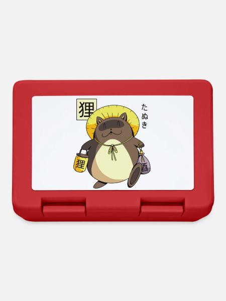 Funny Japanese cartoon character Tanuki Yokai - Lunchbox - red