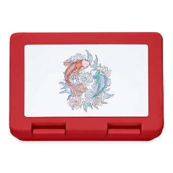Ying et yang de poissons Koi colorés avec des fleurs - Boîte à goûter - rouge - Devant