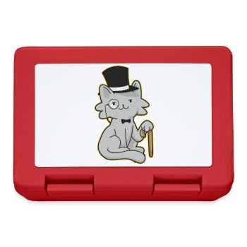 Chat gentilhomme avec chapeau haut de forme et canne - Boîte à goûter - rouge - Devant