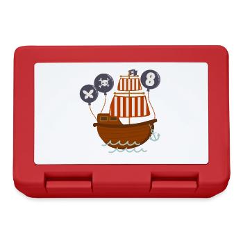 8 Years Young Birthday Motif Pirate Ship - Lunchbox - red - Front
