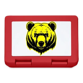 Bär Grizzly Kopf - Brotdose - Rot - Vorne