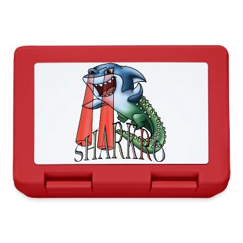 Sharkro - shark crocodile with laser eyes and text - Lunchbox - red - Front