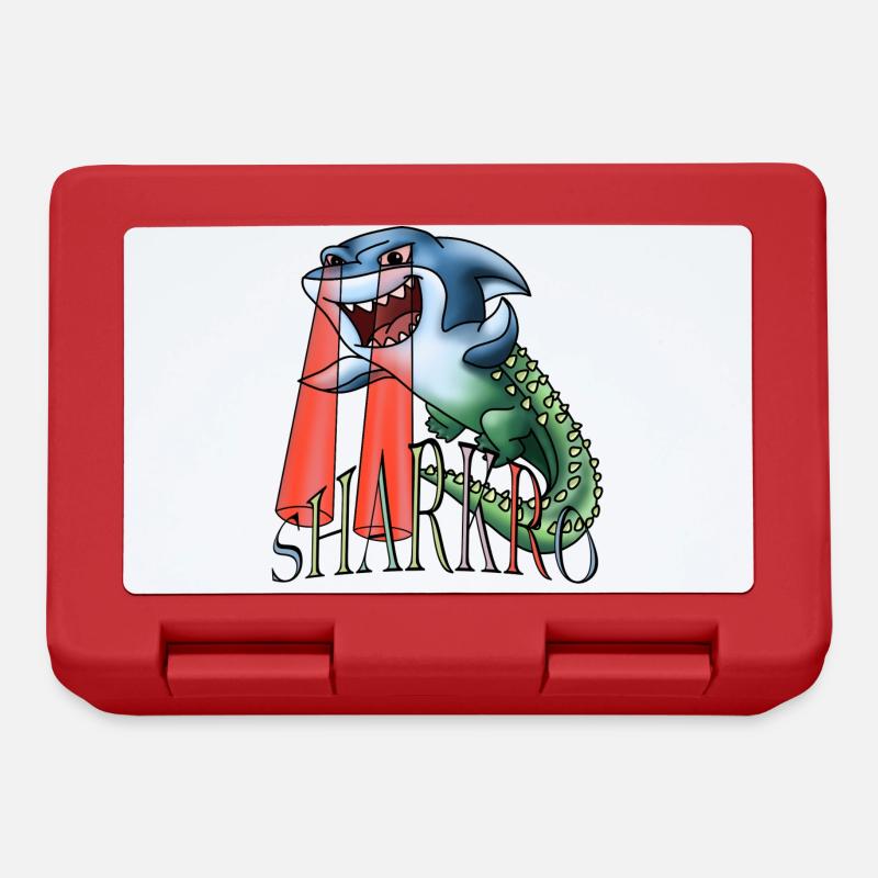 Sharkro - shark crocodile with laser eyes and text - Lunchbox - red