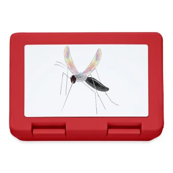 irisierende Zeichnung einer Stechmücke Mosquito - Brotdose - Rot - Vorne