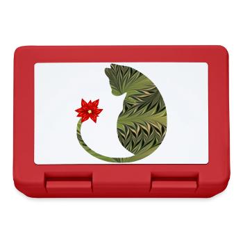 katze mit blume e 101 - Brotdose - Rot - Vorne